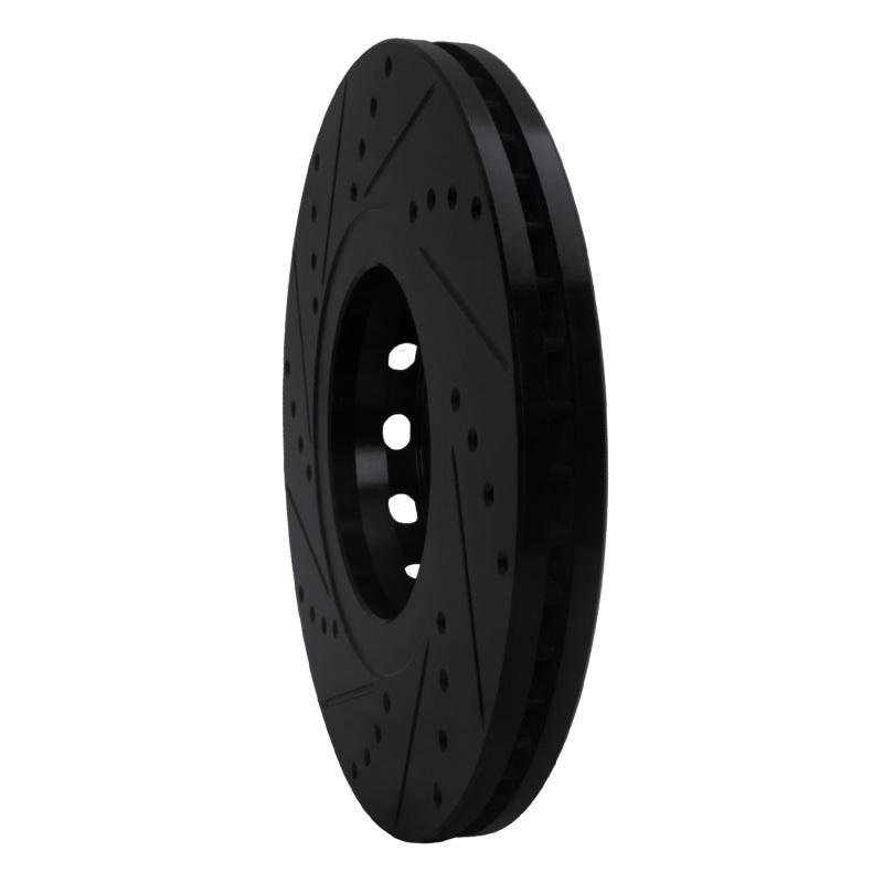 Volkswagen Passat Brake Rotor (1) - Front Right - R1 Concepts - Drilled & Slotted - Black - `02-`05